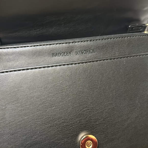 Badgley Mischka quilted black crossbody bag/gold chain, NWT - Picture 8 of 9